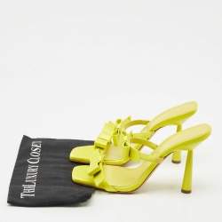 Pre Owned Giaborghini Green Satin Bow Slide Sandals Size 40