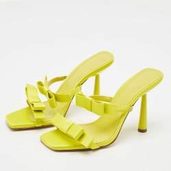 Pre Owned Giaborghini Green Satin Bow Slide Sandals Size 40