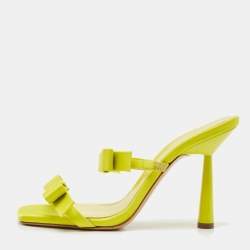 Pre Owned Giaborghini Green Satin Bow Slide Sandals Size 40