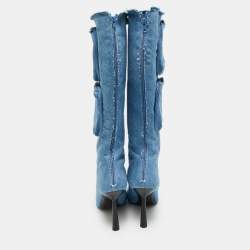 Pre Owned Giaborghini Belvinia Size 39 Blue Denim Knee Length Boots