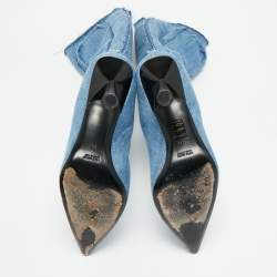 Pre Owned Giaborghini Belvinia Size 39 Blue Denim Knee Length Boots