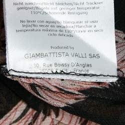 Giamba Black Feather-Floral Print Chiffon Ruffled Blouse L