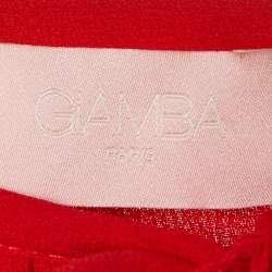 Giamba Red Crepe Ruffled Maxi Dress XL