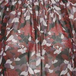 مملوكة مسبقًا بلوزة جيامبا حرير بطبعة زهور بورجوندي مقاس كبير (لارج)