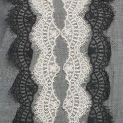 Pre Owned Giamba Grey Wool & Cotton Lace Detail Top S