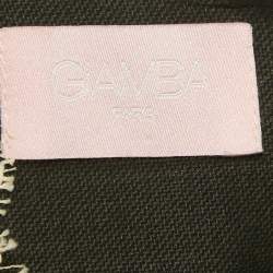 Pre Owned Giamba Grey Wool & Cotton Lace Detail Top S