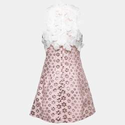 Pre Owned فستان ميني جيامبا جاكار وردي مورد مطبوع بحلية دانتيل مقاس متوسط - ميديوم