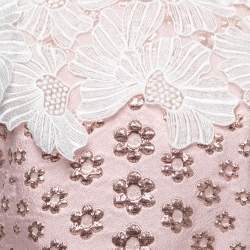 Pre Owned فستان ميني جيامبا جاكار وردي مورد مطبوع بحلية دانتيل مقاس متوسط - ميديوم