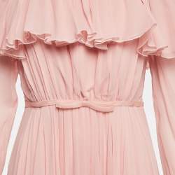 Giambattista Valli Pink Silk Off-Shoulder Ruffled Mini Dress M