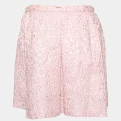 Pre Owned Giambattista Valli Pink Floral Jacquard Pleated Mini Skirt M