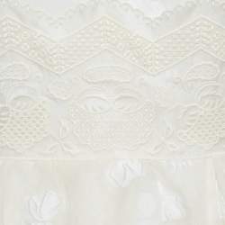 Giambattista Valli White Silk Lace Trim Ruffled Gown M