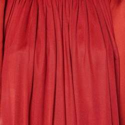 Pre Owned Giambattista Valli Red Silk Jersey Puff Sleeve Mini Dress S