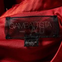 Pre Owned Giambattista Valli Red Silk Jersey Puff Sleeve Mini Dress S