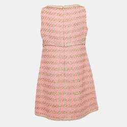 Giambattista Valli Pink Lurex Tweed Sleeveless Mini Dress XL