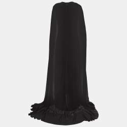 Giambattista Valli Black Silk Ruffled Cape Maxi Dress L