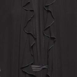 Giambattista Valli Black Silk Ruffled Cape Maxi Dress L