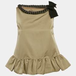 Pre Owned Giambattista Valli Beige Wool Blend Chain Detail Sleeveless Top XXS