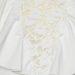 Pre Owned Giambattista Valli White Lace Trim Cotton Ruffled Top M