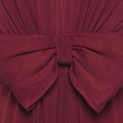 Giambattista Valli Dark Red Silk Bow Detail Maxi Dress M