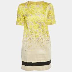 Pre Owned Giambattista Valli Yellow Jacquard Shift Dress M