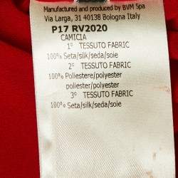 Pre Owned Giambattista Valli Red Silk Lace Detail Sheer Blouse XL