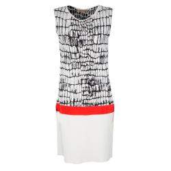 Giambattista Valli Monochrome Jacquard Knit Contrast Waist Detail Sleeveless Dress L