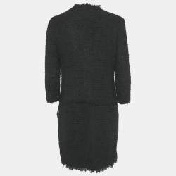 مملوكة مسبقًا Giambattista Valli Black Tweed Mid-Length Coat S