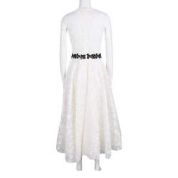 Pre Owned Giambattista Valli White Floral Applique Embroidered Sleeveless Dress M