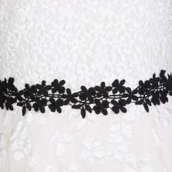 Pre Owned Giambattista Valli White Floral Applique Embroidered Sleeveless Dress M