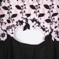 Pre Owned Giambattista Valli Floral Lace  Cutout Waist Detail Plisse Maxi Dress M