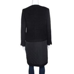Giambattista Valli Black Textured Quilted Bottom Hem Coat M