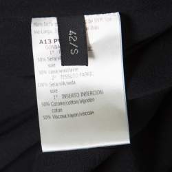 Pre Owned Giambattista Valli Black Silk Wool Ribbed Waist Pencil Skirt S