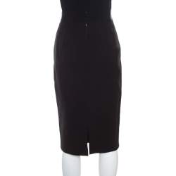Pre Owned Giambattista Valli Black Silk Wool Ribbed Waist Pencil Skirt S