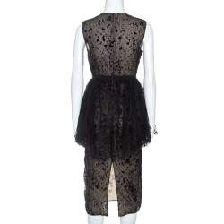 Pre Owned فستان جيامباتيستا فالي ميدي بيبلوم فلوكد تول أسود S