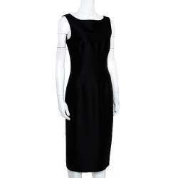 Pre Owned Giambattista Valli Black Silk Wool Sleeveless Pencil Dress S