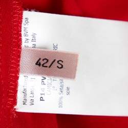 Giambattista Valli Red Crepe Ruffled Cape Detail Top M 