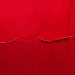 Giambattista Valli Red Crepe Ruffled Cape Detail Top M 
