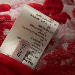 Giambattista Valli Red Floral Jacquard Caban Coat XS