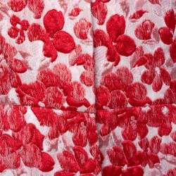 Giambattista Valli Red Floral Jacquard Caban Coat XS