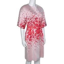 Giambattista Valli Red Floral Jacquard Caban Coat XS