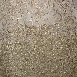 Pre Owned Giambattista Valli Gold & Cream Floral Lace Paneled Sheath Dress S