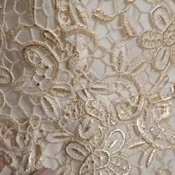 Pre Owned Giambattista Valli Gold & Cream Floral Lace Paneled Sheath Dress S