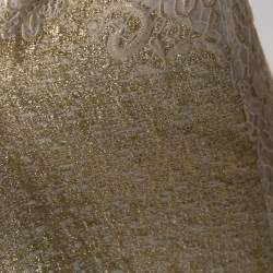 Pre Owned Giambattista Valli Gold & Cream Floral Lace Paneled Sheath Dress S