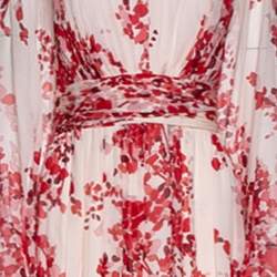 Pre Owned فستان ماكسي جيامباتيستا فالي كريب أحمر مورد مقاس كبير - لارج