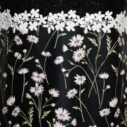 Pre Owned Giambattista Valli Black Floral Jacquard & Lace Mini Dress L