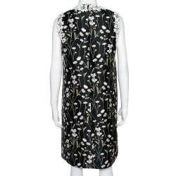 Pre Owned Giambattista Valli Black Floral Jacquard & Lace Mini Dress L