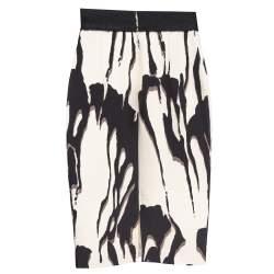 Giambattista Valli Monochrome Abstract Printed Wool Midi Skirt S