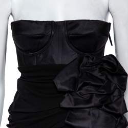 مملوكة مسبقًا Giambattista Valli Black Silk Draped Bustier Detail Faux Wrap Gown S