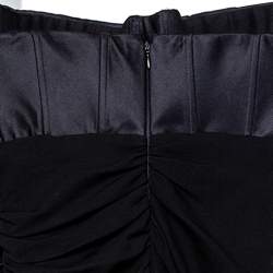 مملوكة مسبقًا Giambattista Valli Black Silk Draped Bustier Detail Faux Wrap Gown S