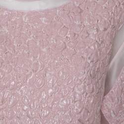 Pre Owned Giambattista Valli Pink Floral Lurex Jacquard & Knit Top S